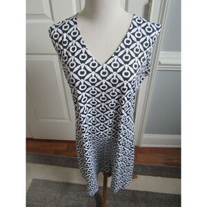 NWT BARBARA GERWIT BLACK & WHITE GEOMETRIC PRINT  NYLON / SPANDEX DRESS  XL